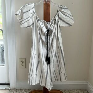 BCBGeneration striped linen romper size S NWT